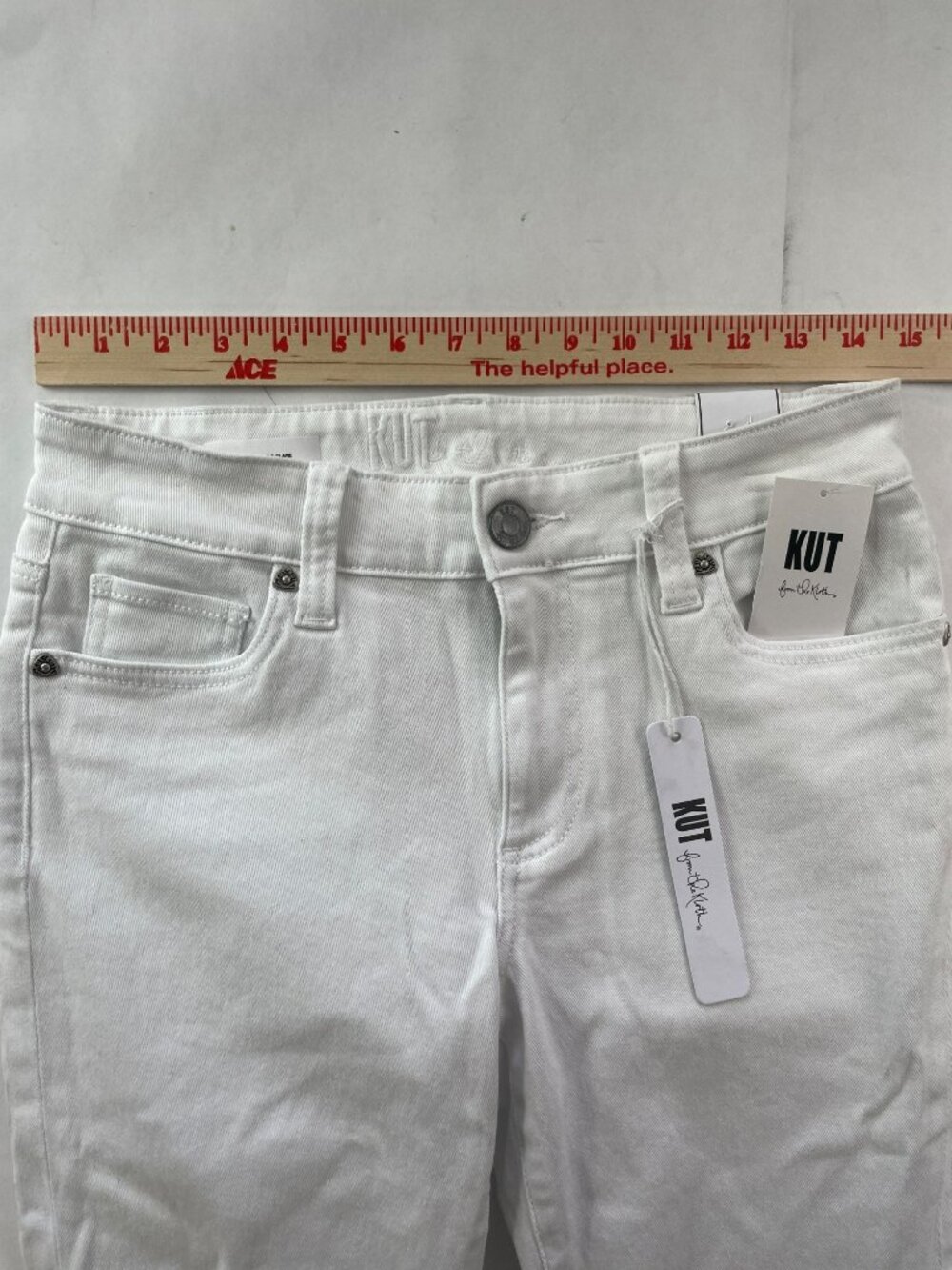 Kut From The Kloth Nikki Mid Rise Ankle Flare White Denim Jeans Wmn's Sz 2 NWT - Picture 13 of 14